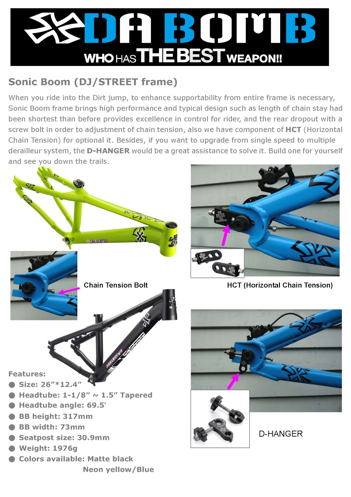 DA BOMB Bikes: Extreme MTB Frames & Components: 2016